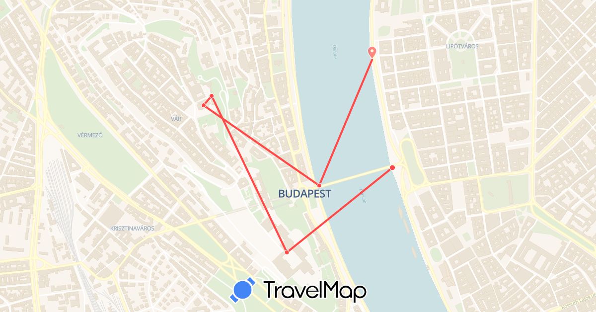 TravelMap itinerary: hiking in Hungary (Europe)